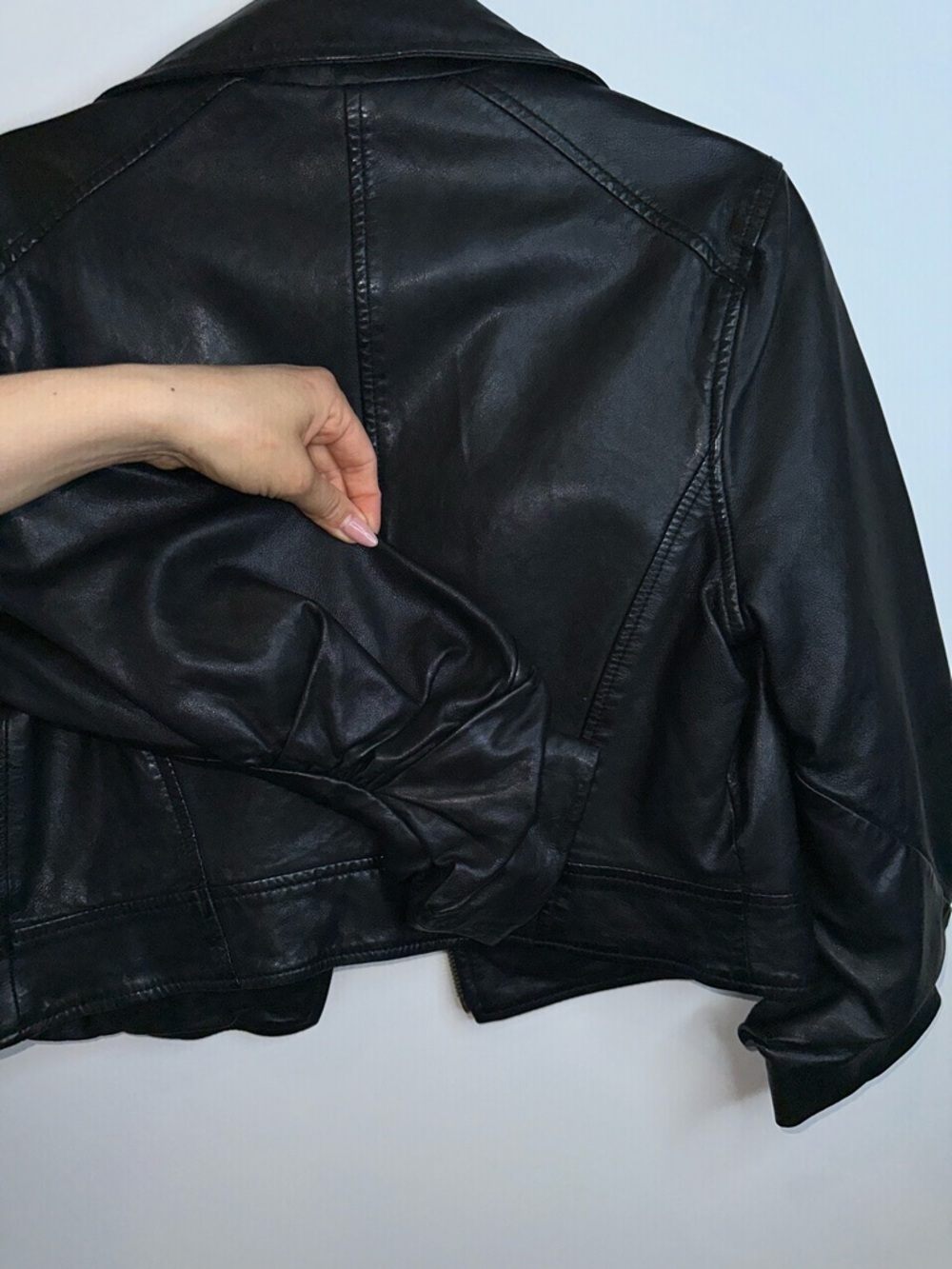 Lamarque Black Leather Moto Jacket with Zip Details 100% lamb leather - Picture 13 of 14